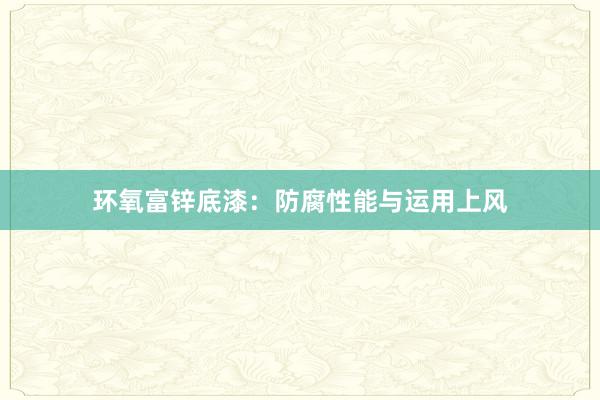 环氧富锌底漆：防腐性能与运用上风