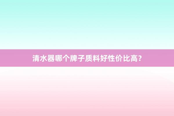 清水器哪个牌子质料好性价比高？